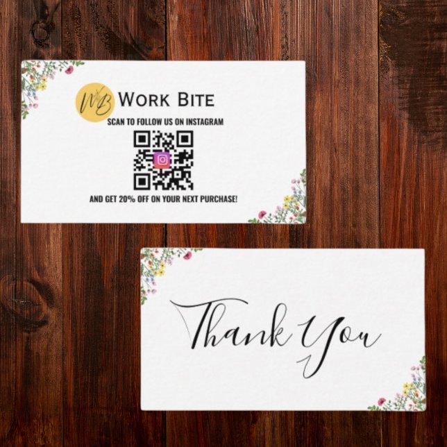 Cartão De Desconto Thank You Wildflower Instagram Qr Code   (Criador carregado)