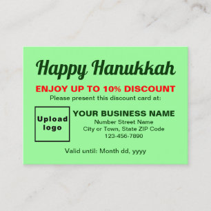 Cartão de Desconto Verde Claro do Hanukkah Empresa