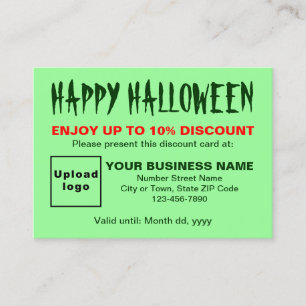 Cartão de Desconto Verde Claro para o Halloween Co