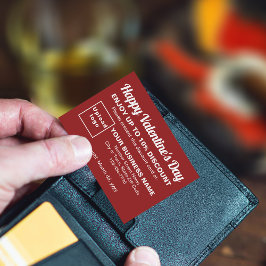 Cartão de Desconto Vermelho do Namorados Comercial