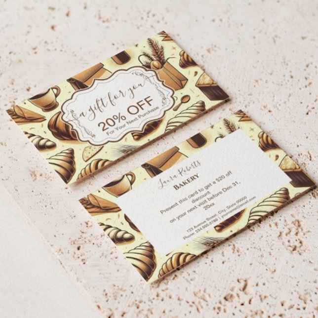 Cartão De Desconto Vintage Rustic Bakery (Criador carregado)