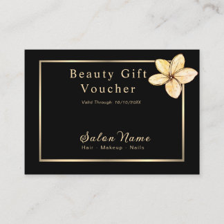 Cartão De Desconto Voucher de Presente da Elegant Beauty Salon Preto