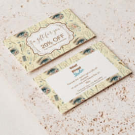 Cartão De Desconto Watercolor Lash Artist Floral Beauty Studio