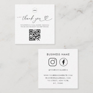 Cartão De Desconto White Obrigado Logotipo Código QR Personalizado Pe