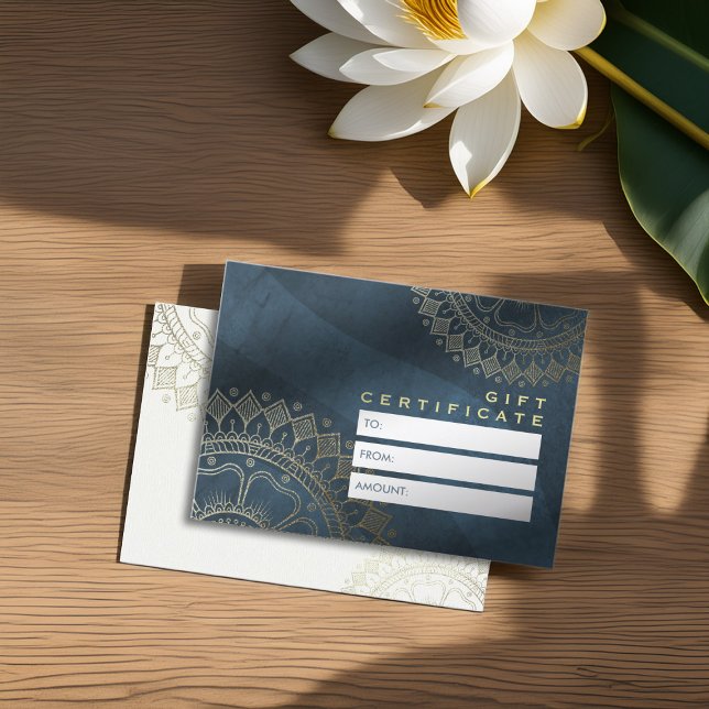 Cartão De Desconto Yoga Instrutor Chic Dourado Mandala (Criador carregado)