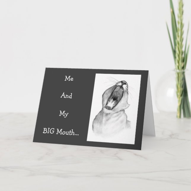 CARTÃO DE DESCULPAS DA MINHA BOCA: Leão: Arte Lápi (Frente)