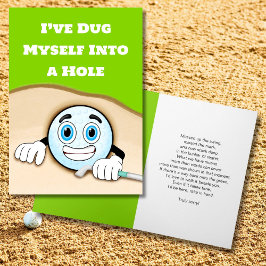 Cartão de Desculpas Engraçado de Golfe. Desculpe p