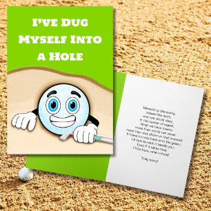 Cartão de Desculpas Engraçado de Golfe. Desculpe p