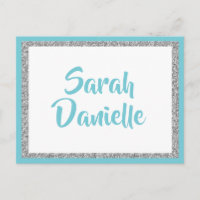 Cartão de Desejo Azul e Prateado