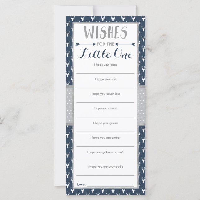 Cartão de Desejo, Chá de fraldas, Veado De Madeira (Frente)