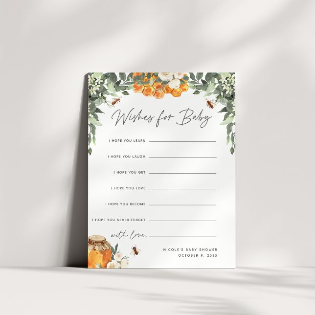 Cartão de Desejo de Abelhas de Mel de Flor Laranja (Criador carregado)