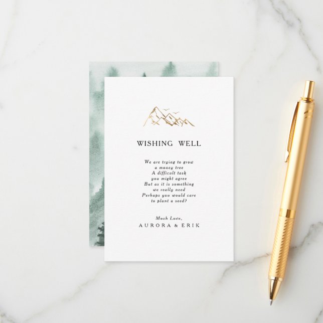 Cartão de Desejo de Casamentos de Montanha Verde e (Frente/Verso In Situ)