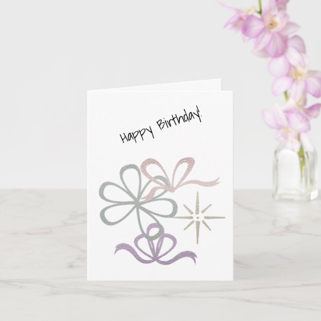 Cartão de Desejo do Coração das Estrelas e Fitas M (Orquídea)