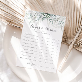 Cartão de desejo e desejo do Chá de fraldas Eucaly