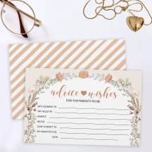 Cartão de desejo para a chá de fraldas de flor sel