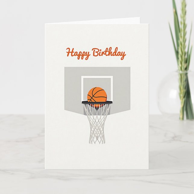 Cartão de Desejos de Aniversário de Basquetebol (Frente)