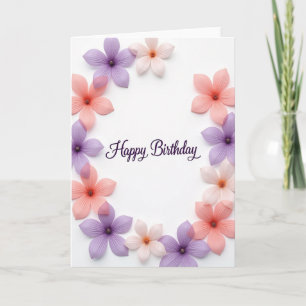Cartão de Desejos de Aniversário Floral