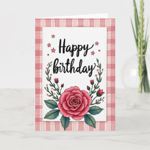 Cartão de Desejos de Aniversário Rosa