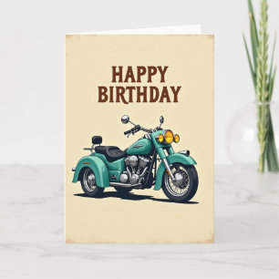 Cartão de Desejos de Aniversário Triciclo Azul