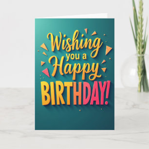 Cartão de Desejos de Aniversário Vibrante
