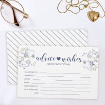 Cartão de desejos de chá de fraldas de flor silves