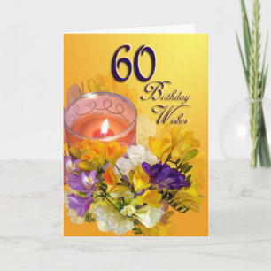 Cartão de Desejos do 60º aniversário - freesias e