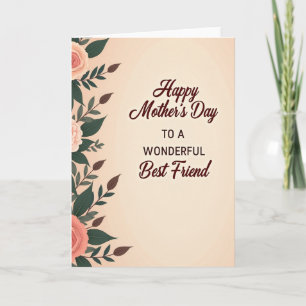 Cartão de Desejos do Dia das Mães Adornado com Ros