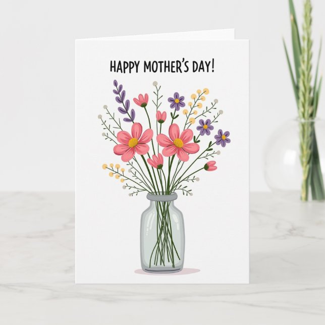 Cartão de Desejos do Dia das Mães com Flor Silvest (Frente)