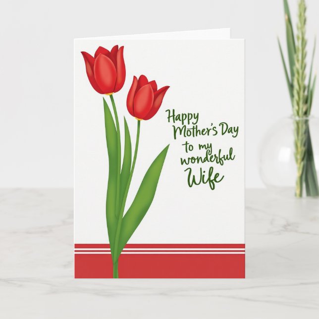 Cartão de Desejos do Dia das Mães com Flores Verme (Frente)