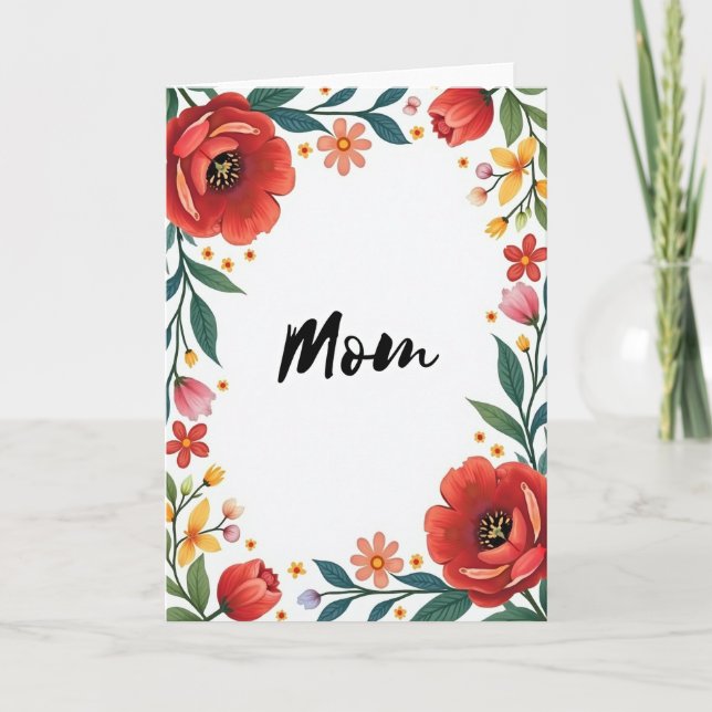 Cartão de Desejos do Dia das Mães Florais (Frente)