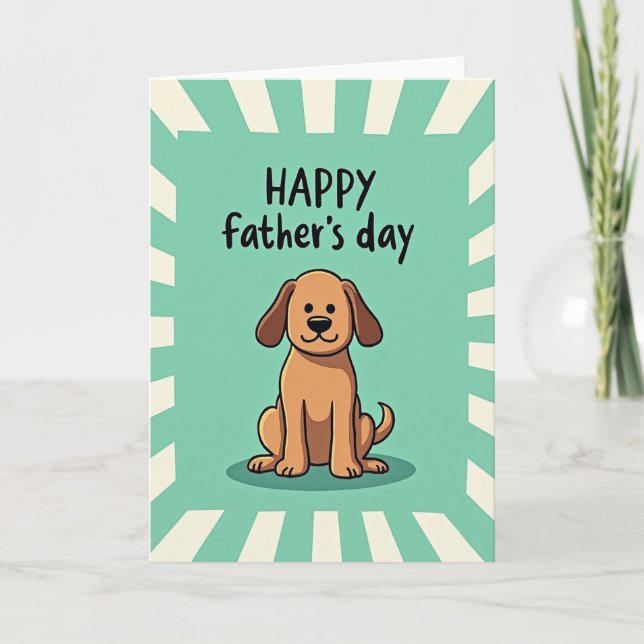 Cartão de Desejos do Dia dos Pais com Cachorrinho  (Frente)