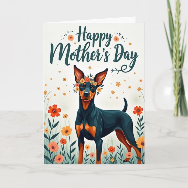 Cartão de Desejos para Mãe de Cachorro Floral (Frente)