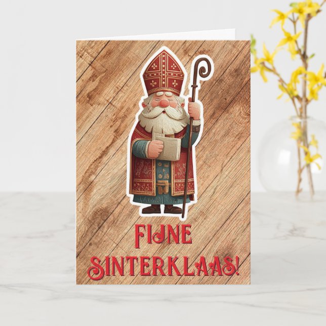 Cartão de Desejos Tradicional de Sinterklaas com S (Flor Amarela)