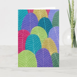 Cartão de Desenho de Folhas com Lápis Colorido