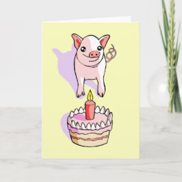 Cartão de Desenho de Leitão Feliz de Aniversário