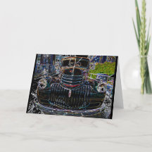 Cartão de Desenho de Linha Caminhão Vintage Chevy