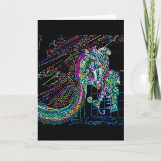 Cartão de Desenho de Linha de Dragões Marítimos (Frente)