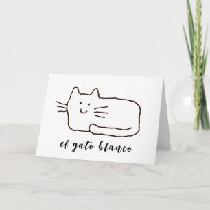 Cartão de Desenho de Linha do Gato Branco Cartoon