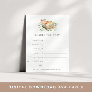Cartão de Desenho do Chá de fraldas Woodland Fox