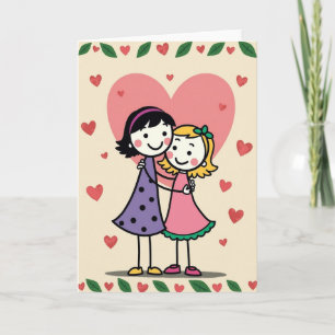 Cartão de desenho do Dia das Mães com carinho