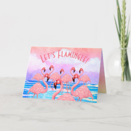 Cartão de Desfile de Flamingos