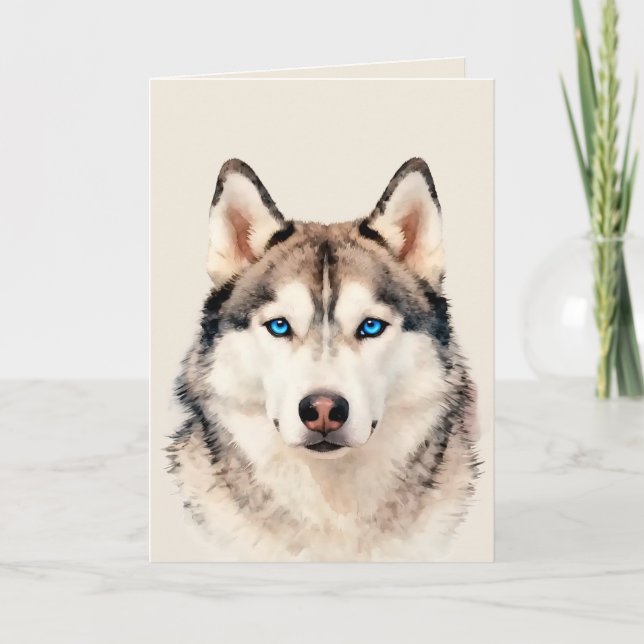 Cartão de Design de Arte de Cachorro Husky (Frente)