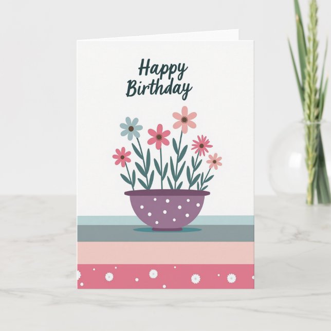 Cartão de Design de Buquê de Aniversário Doce (Frente)