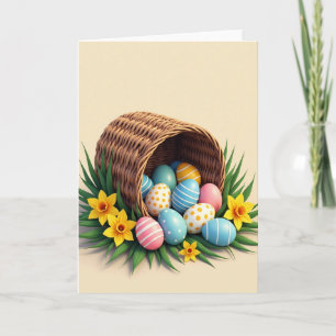 Cartão de Design de Cesta de Ovos de Primavera