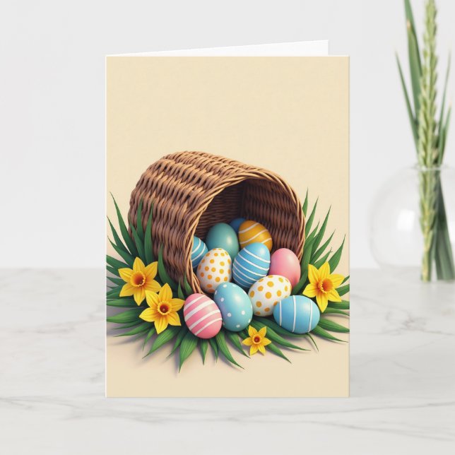Cartão de Design de Cesta de Ovos de Primavera (Frente)