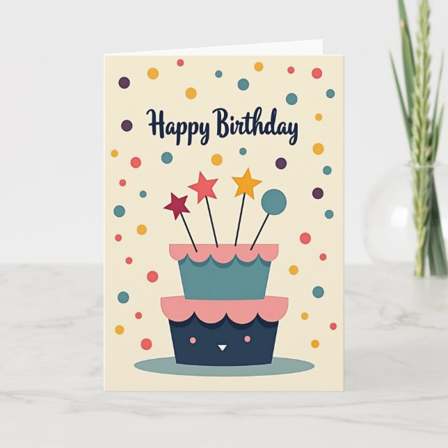 Cartão de Design de Confete de Aniversário (Frente)