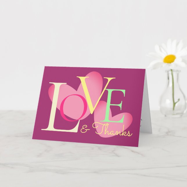 Cartão De Design de texto De Amor E Obrigados Da T (Planta pequena)