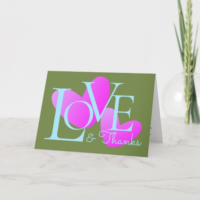 Cartão De Design de texto De Amor E Obrigados Da T (Frente)