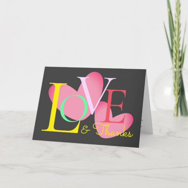 Cartão De Design de texto De Amor E Obrigados Da T (Frente)