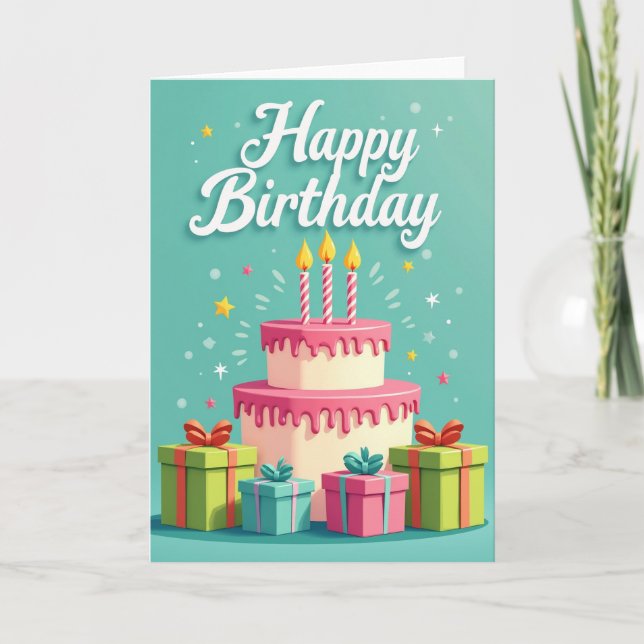 Cartão de Design Gráfico de Aniversário (Frente)